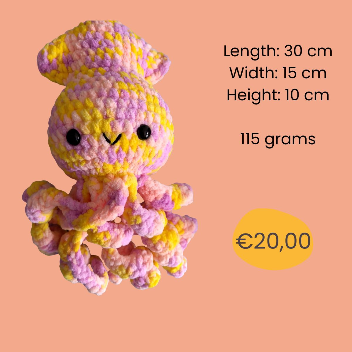 Crochet jellyfish in pink and yellow